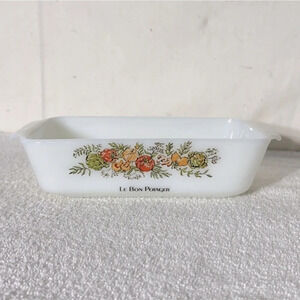Vintage Anchor Hocking Fire King Milk  Glass Harvest Vegetable Loaf Pan